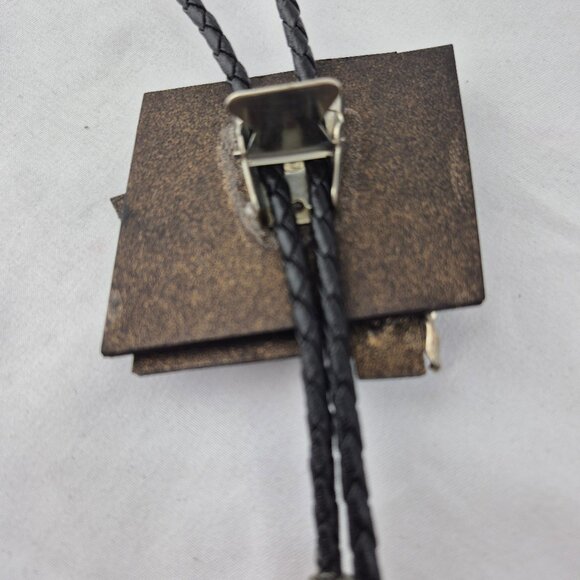 Handmade Geometric Shape Bolo Tie with Double Dove Bird Medallion - Picture 13 of 16